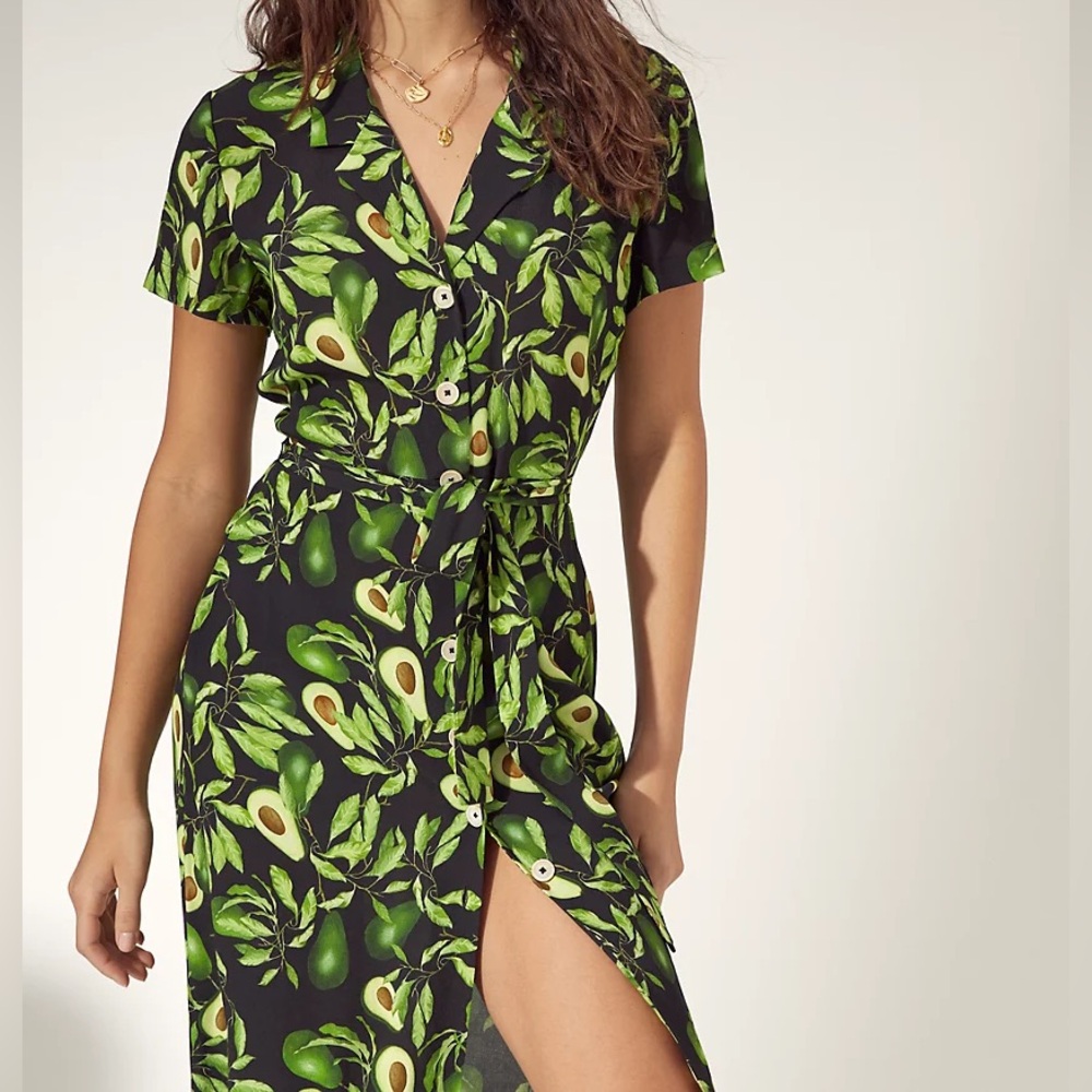 Wilfred Aritzia Avocado Print Shirt Dress - M